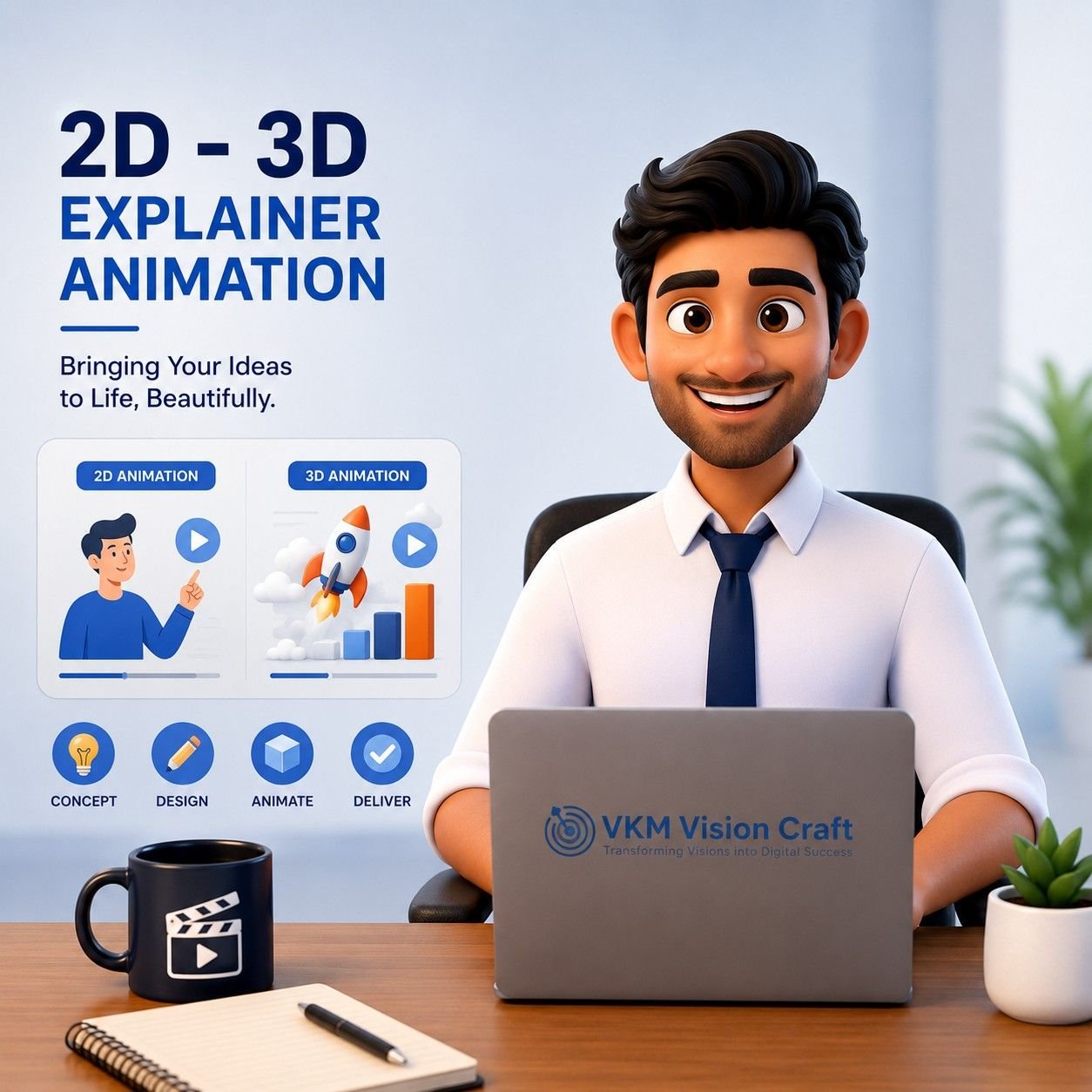 2D 3Danimation - 2D 3D Explainer Animation Services by VKM Vision Craft